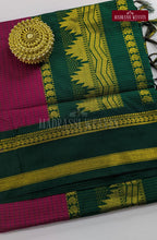 Premium Kalyani Gadwal Kattam Sarees - Rani Pink