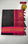 Premium Kalyani Gap Border Saree - Black