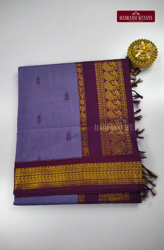 Premium Kalyani Gap Border Saree - Lavender