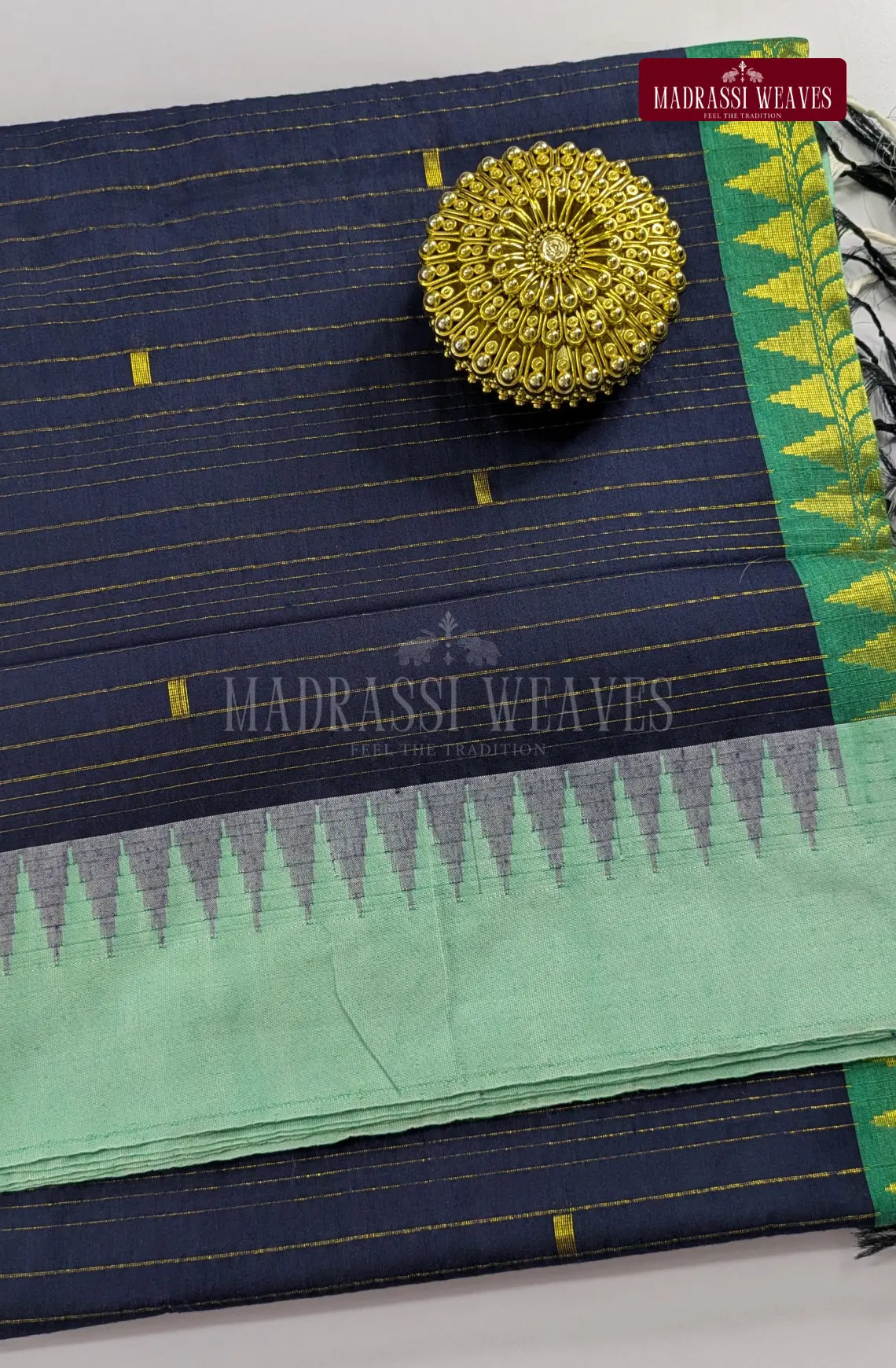 Premium Kalyani Korvai Tower Butta Sarees - Black