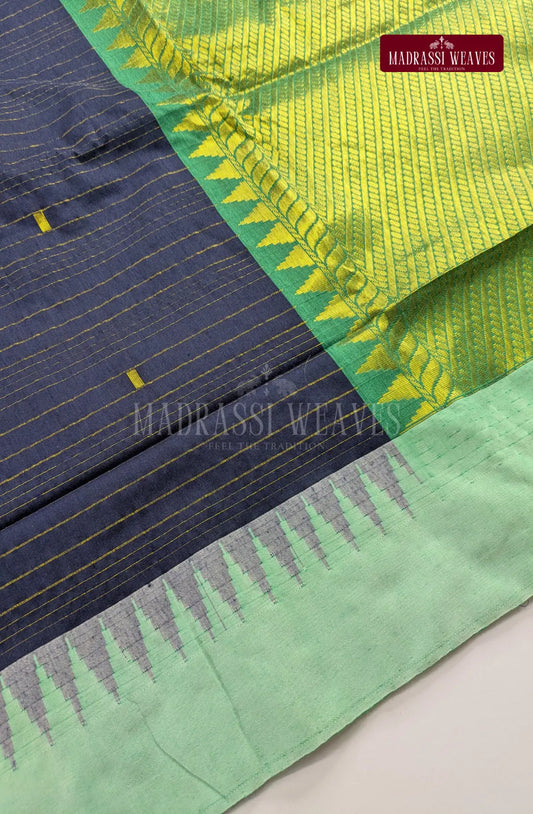 Premium Kalyani Korvai Tower Butta Sarees - Black