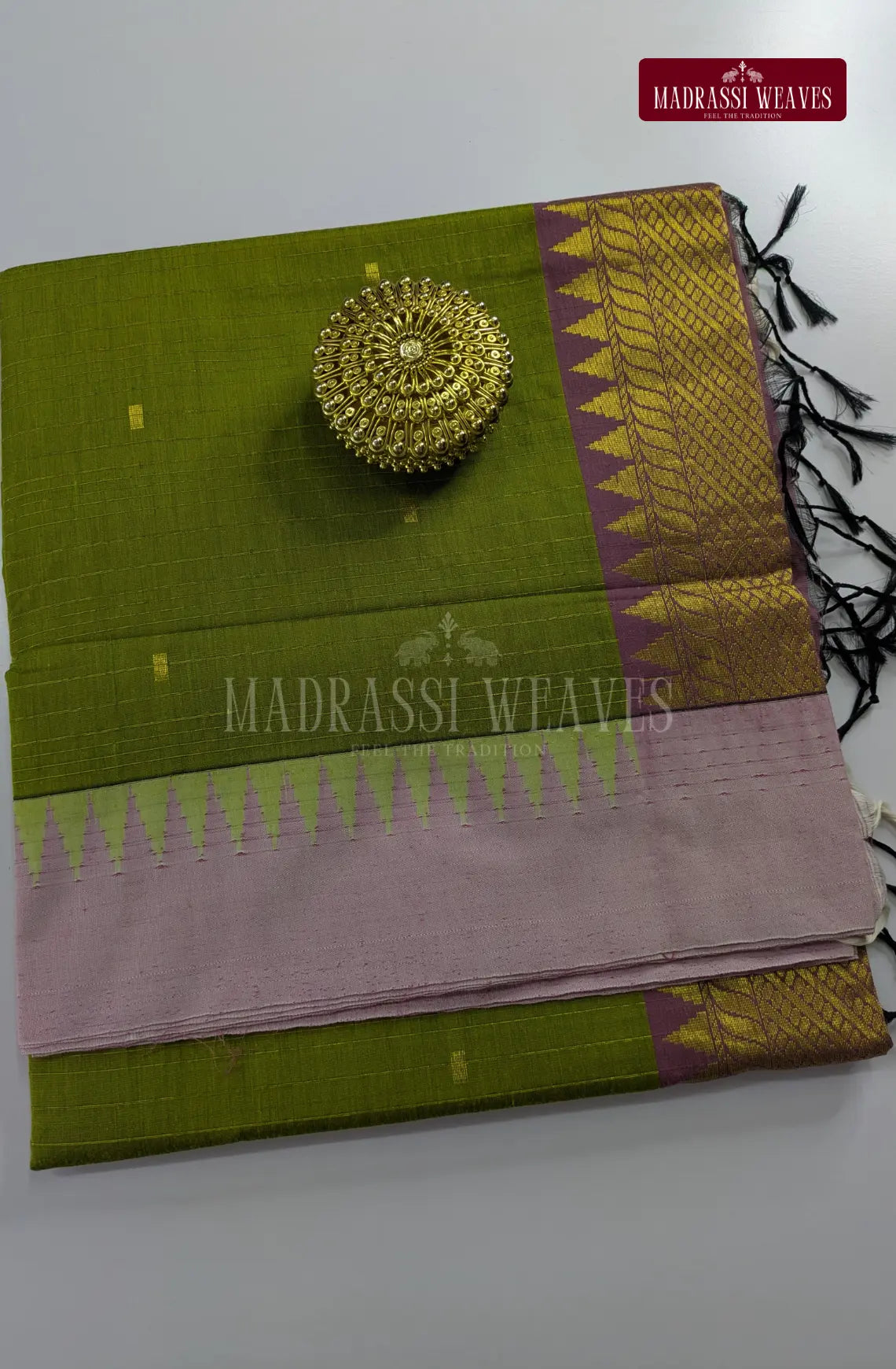 Premium Kalyani Korvai Tower Butta Sarees - Grass Green