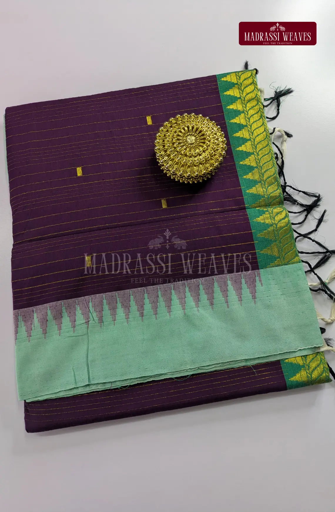 Premium Kalyani Korvai Tower Butta Sarees - Jamoon Fruit