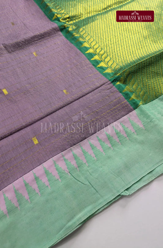 Premium Kalyani Korvai Tower Butta Sarees - Pale Lavender