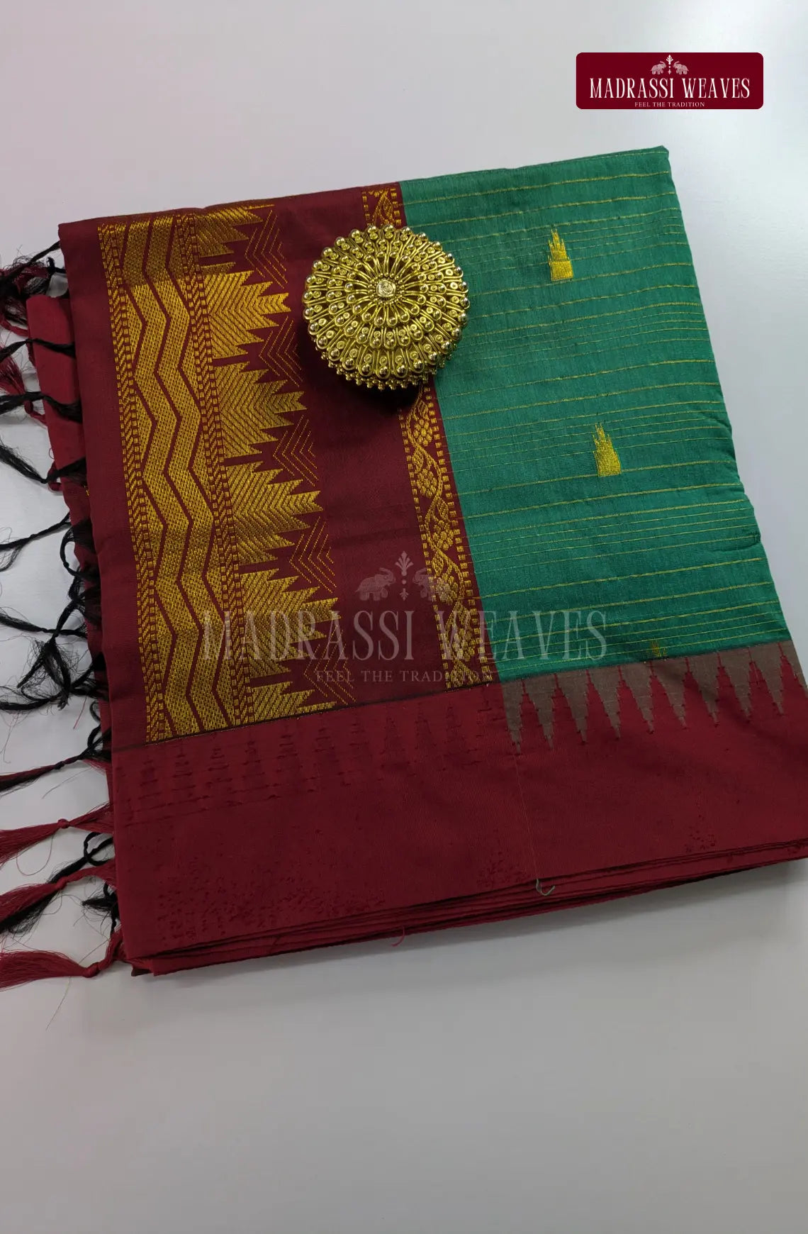 Premium Kalyani Korvai Tower Butta Sarees - Rama