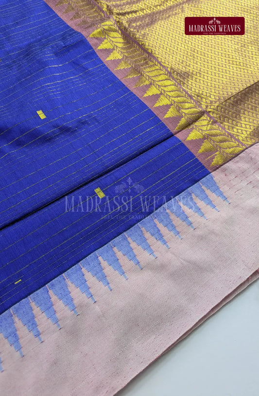 Premium Kalyani Korvai Tower Butta Sarees - Violet