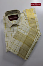 Premium Men's Checkered Pure Cotton Dhoti Set - White