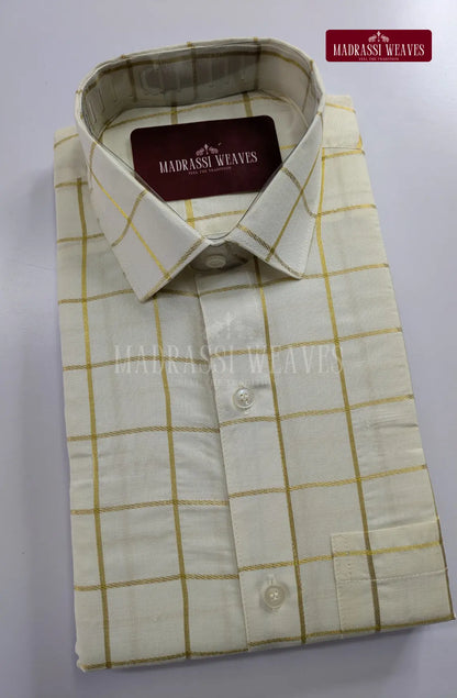 Premium Men's Checkered Pure Cotton Dhoti Set - White