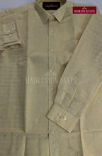Premium Pallakku Embossed Cotton Tissue  Dhoti Set - Cream