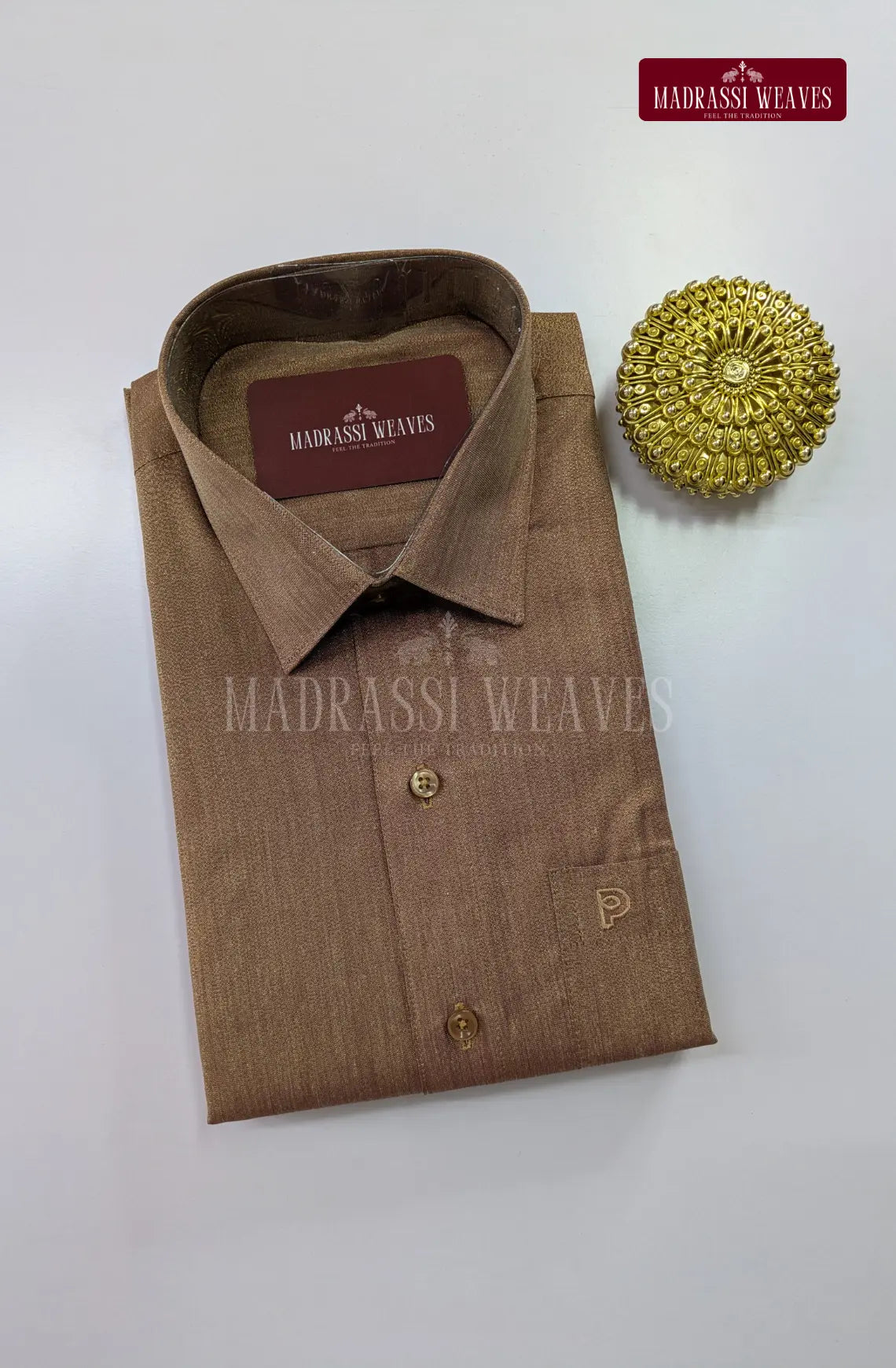 Premium Shiny Cotton Tissue Dhoti Set - Chocky Brown
