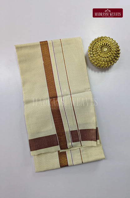 Premium Shiny Cotton Tissue Dhoti Set - Chocky Brown