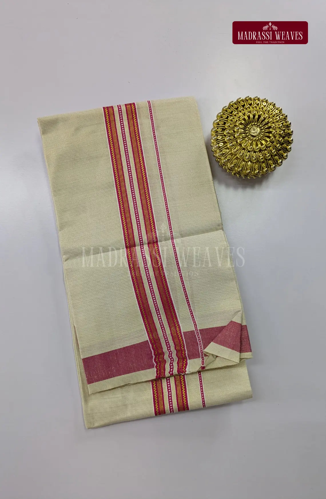 Premium Shiny Cotton Tissue Dhoti Set - Crimson Red