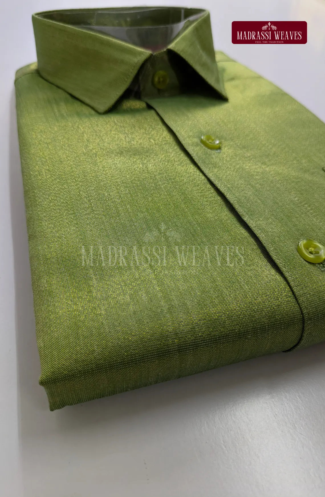 Premium Shiny Cotton Tissue Dhoti Set - Green