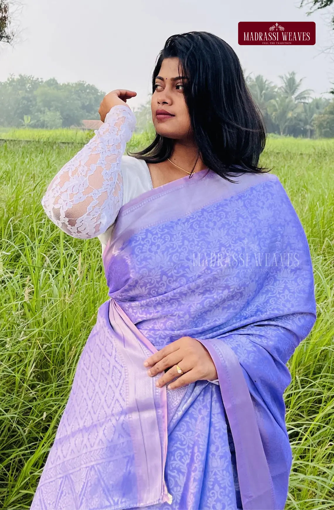Premium Silver Zari Saree - Lavender