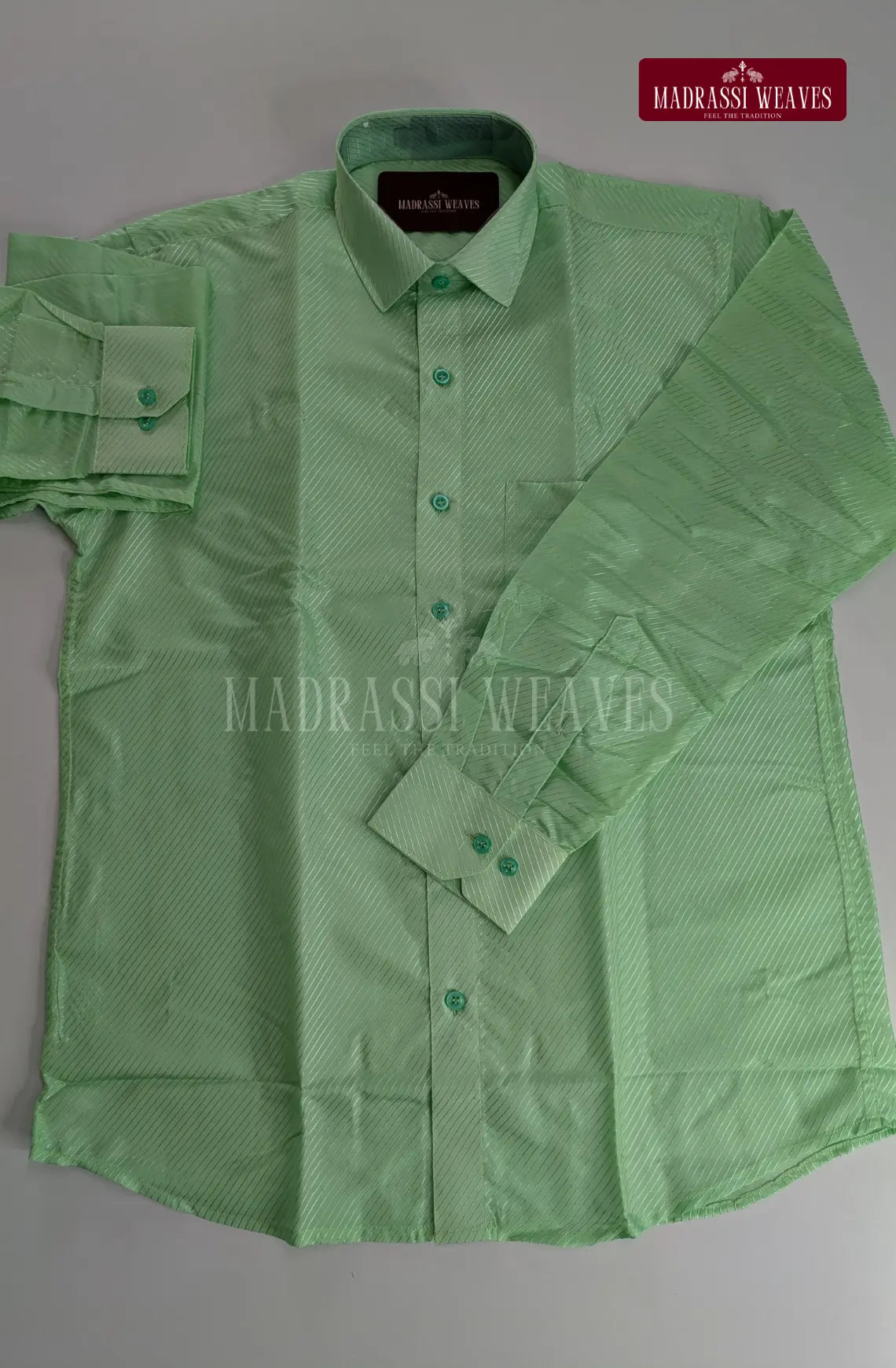 Premium Stripes Men's Dhoti Set - Green