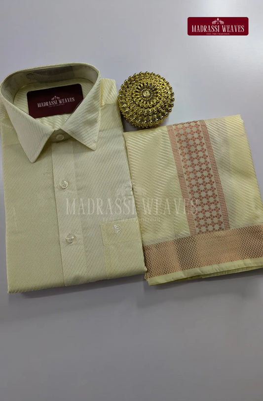 Premium Stripes Men's Dhoti Set - White