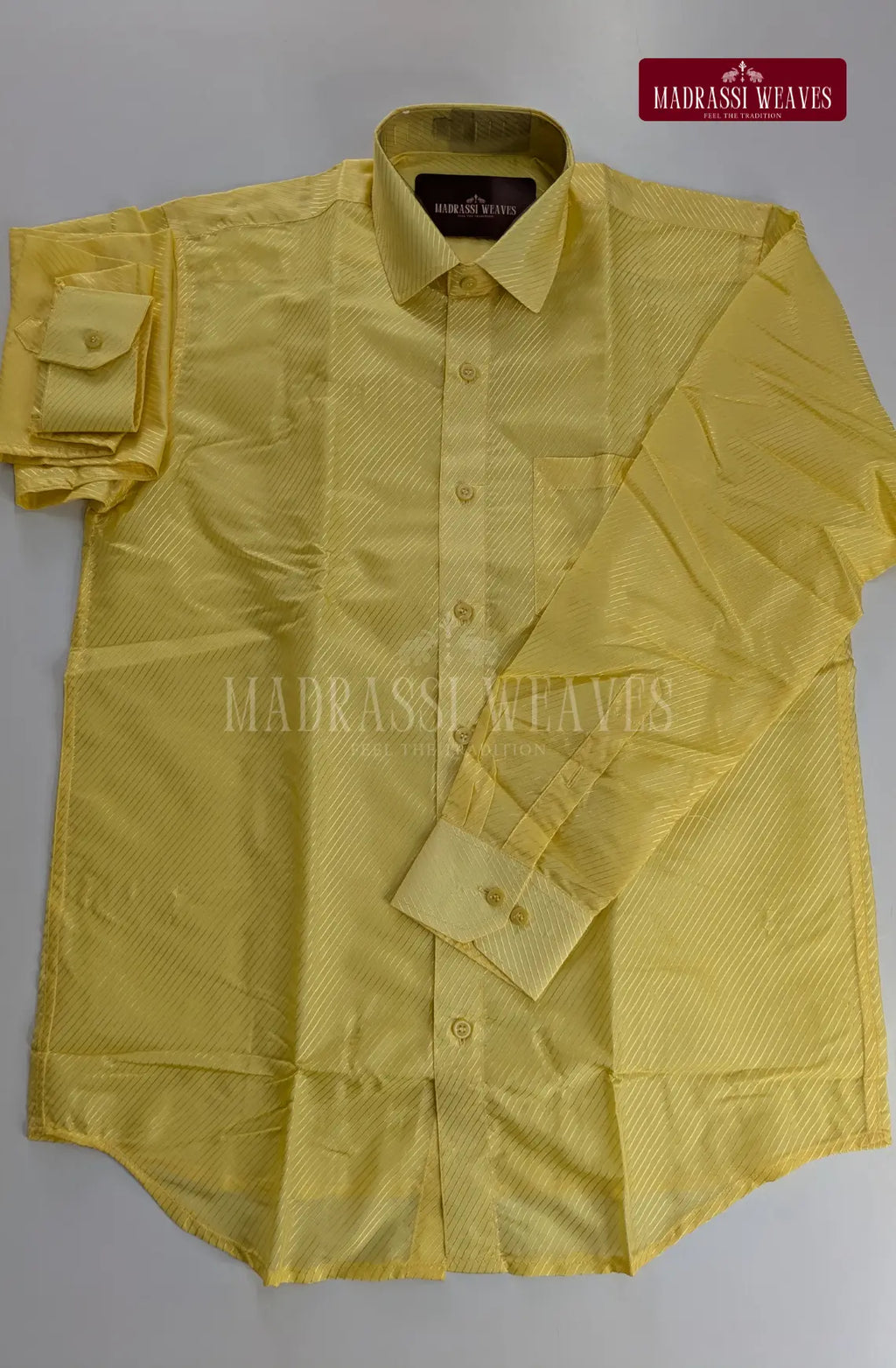 Premium Stripes Men's Dhoti Set - Champagne