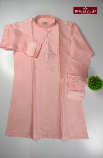 Premium Art Silk Kurta And Dhoti set - Pink