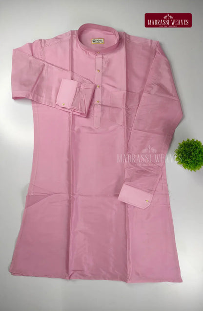 Premium Art Silk Kurta And Dhoti set - Rosy Pink