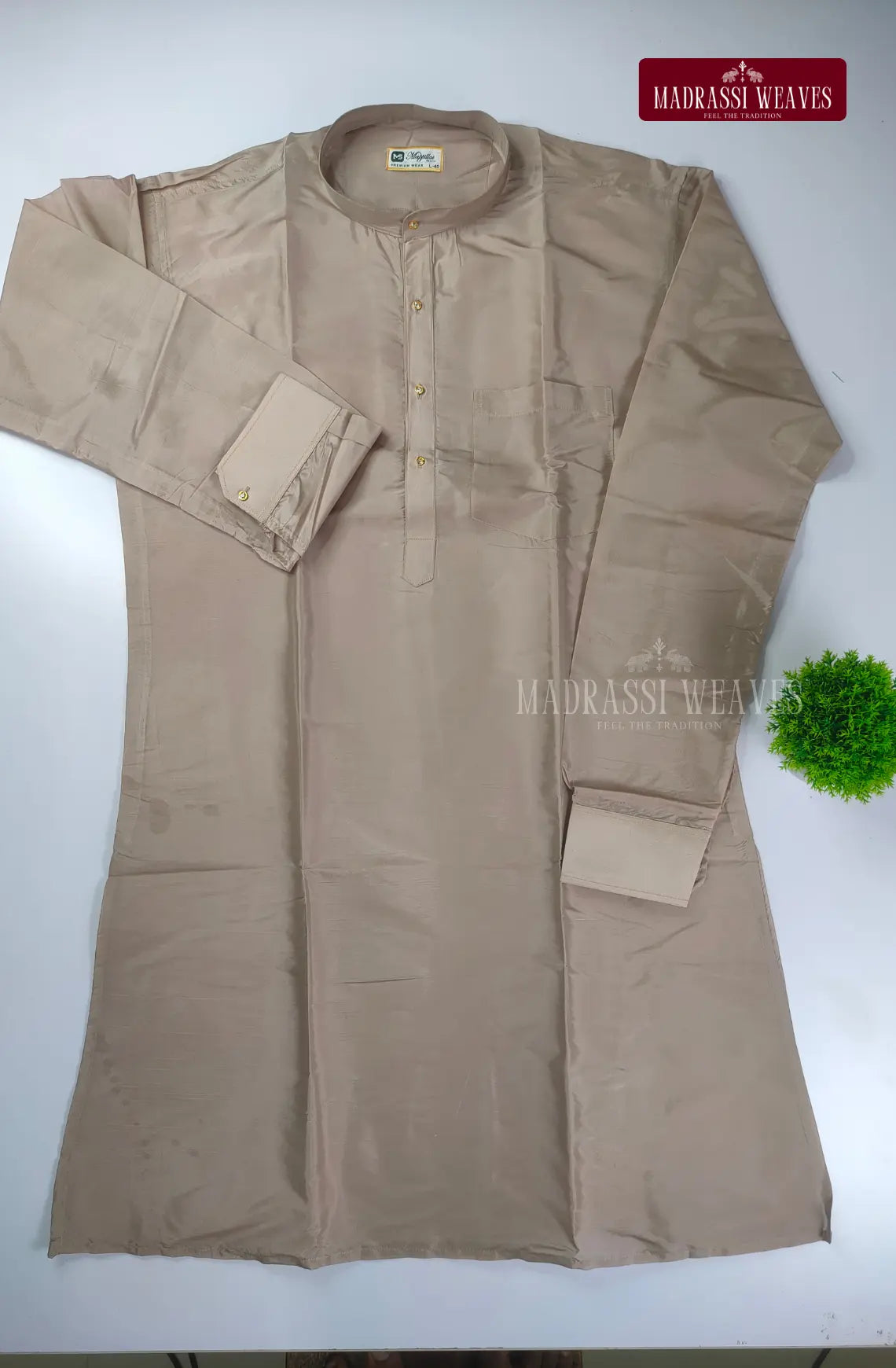 Premium Art Silk Kurta And Dhoti set - Sand Stone