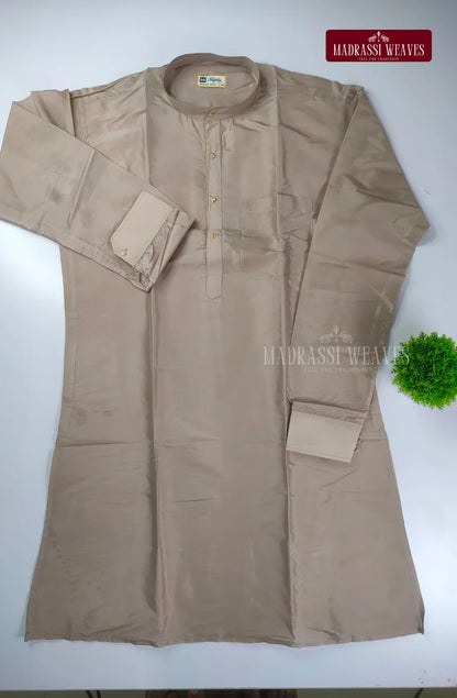 Premium Art Silk Kurta And Dhoti set - Sand Stone
