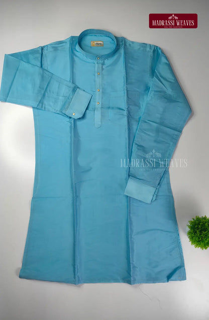 Premium Art Silk Kurta And Dhoti set - Sky Blue
