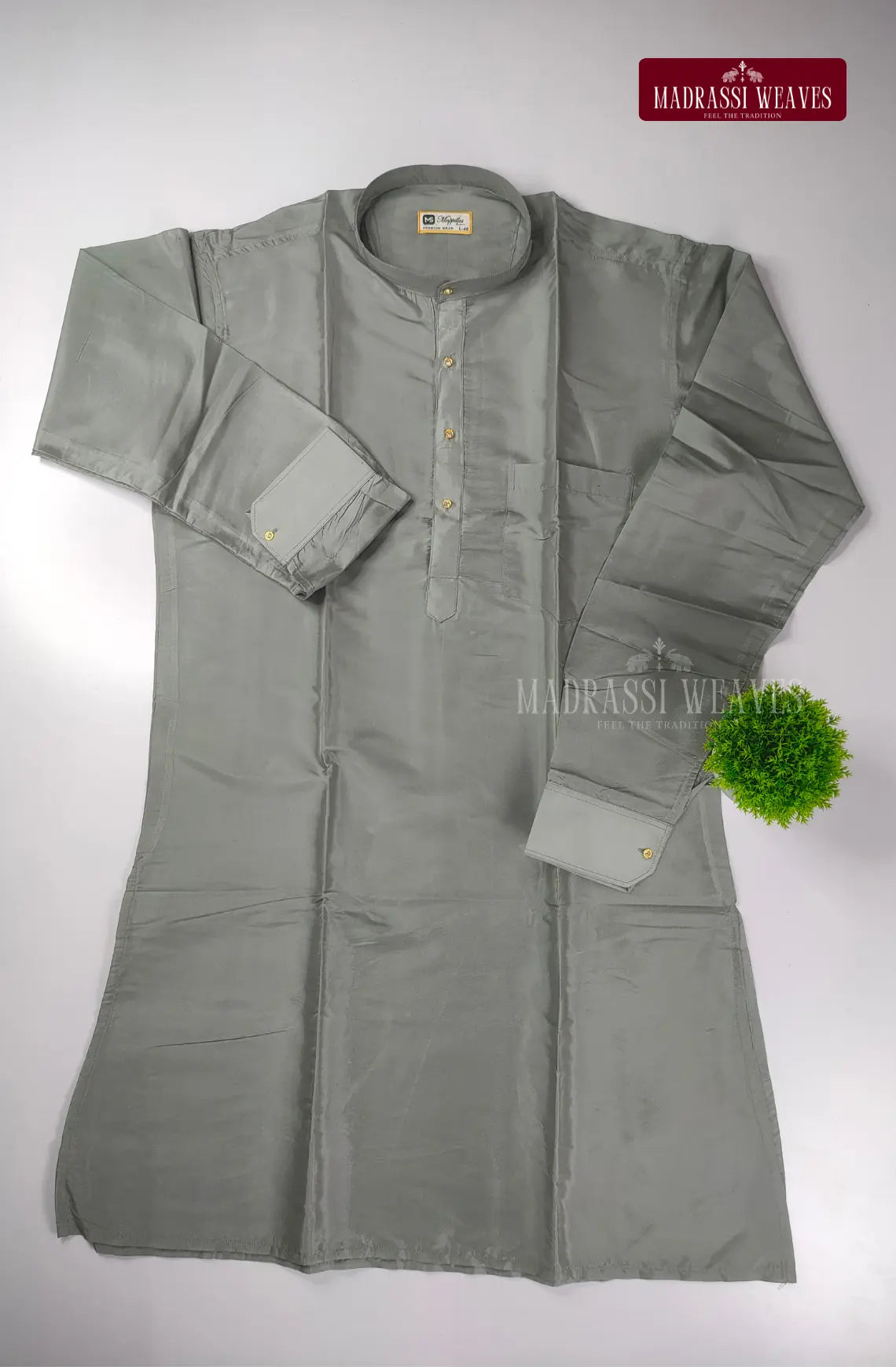 Premium Art Silk Kurta Saree Couple Combo - Steel Grey