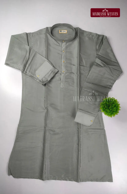 Premium Art Silk Kurta Saree Couple Combo - Steel Grey