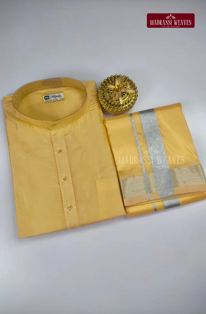 Premium Art Silk Kurta And Dhoti set - Champagne