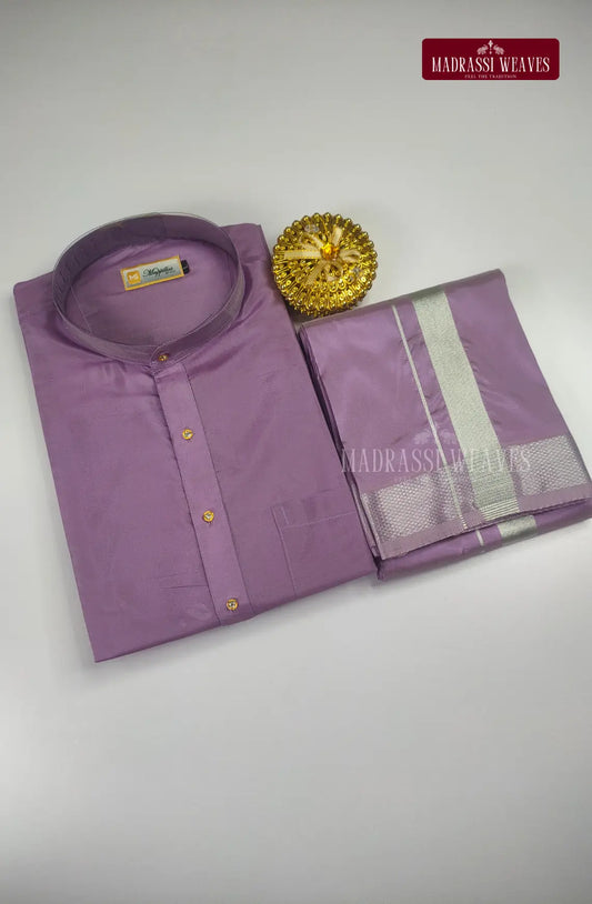 Premium Art Silk Kurta And Dhoti set - Dark Lavender