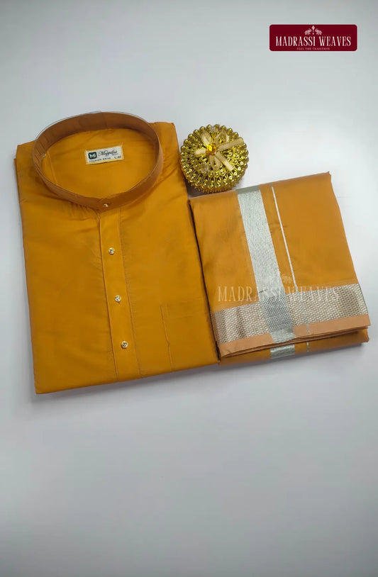 Premium Art Silk Kurta And Dhoti set - Gajal Gold