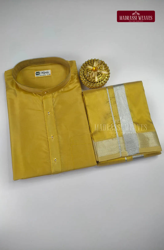 Premium Art Silk Kurta And Dhoti set - Jari Gold