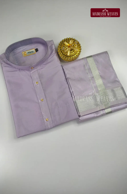 Premium Art Silk Kurta And Dhoti set - Lavender
