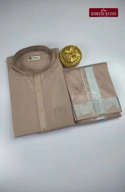 Premium Art Silk Kurta And Dhoti set - Sand Stone