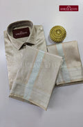 Premium Art Silk Tissue Dhoti Set - Silver
