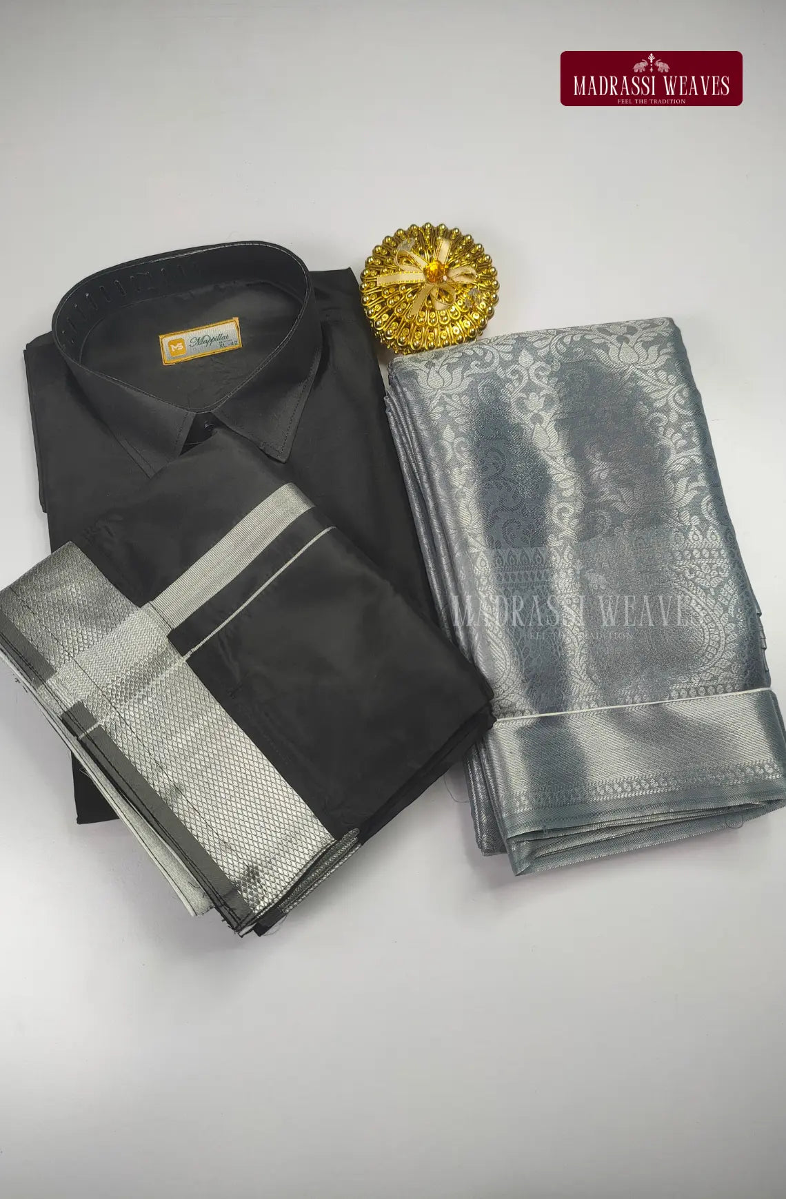 Premium Ethnic Wear Couple Combo Set - Black