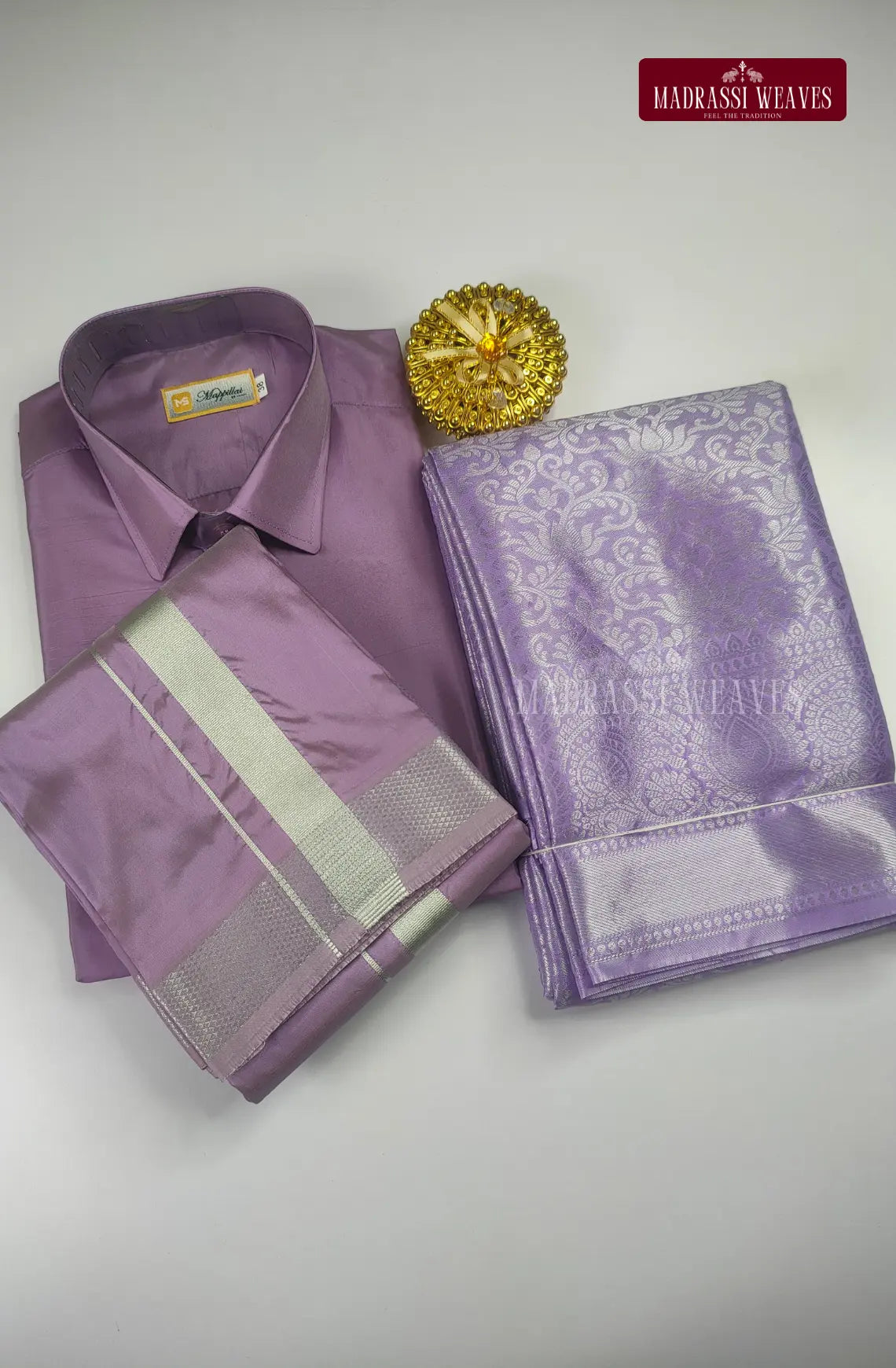 Premium Ethnic Wear Couple Combo Set - Dark Lavender