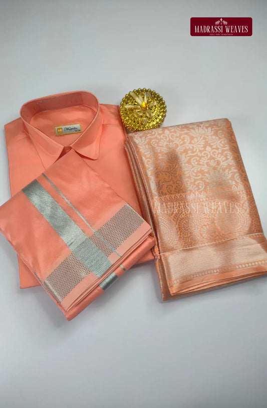 Premium Ethnic Wear Couple Combo Set - Pinkish Peach