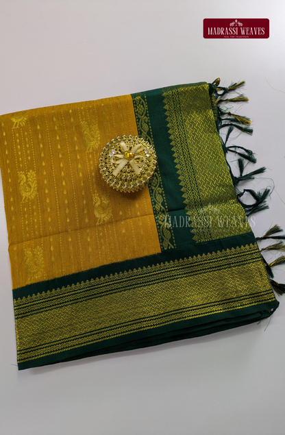Premium Kalyani Gadwal Saree - Mustard