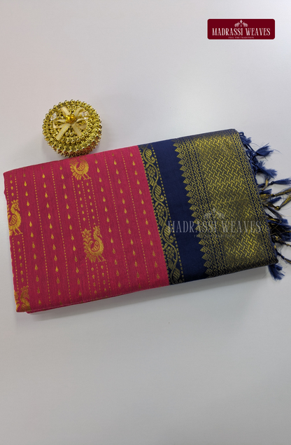 Premium Kalyani Gadwal Saree - Pink