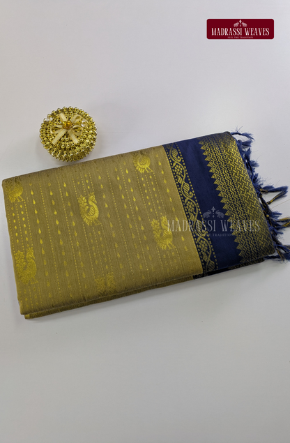 Premium Kalyani Gadwal Saree - White Gold