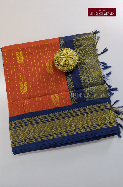 Premium Kalyani Gadwal Saree - Orange