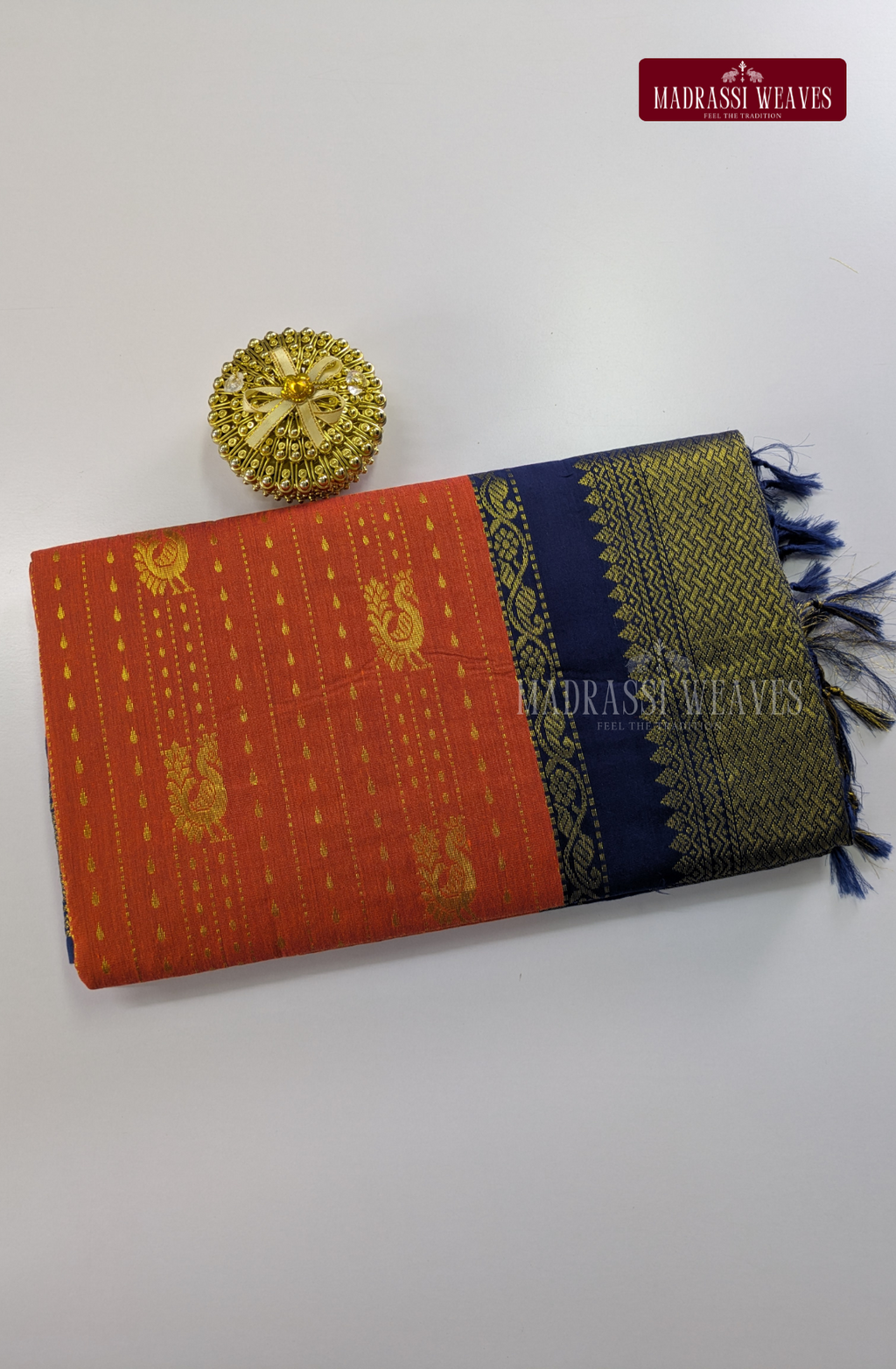 Premium Kalyani Gadwal Saree - Orange