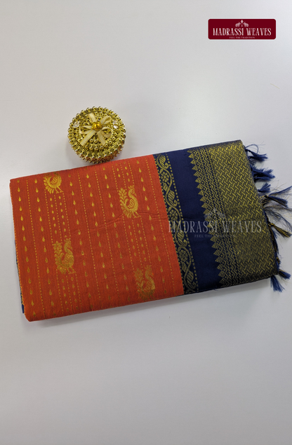 Premium Kalyani Gadwal Saree - Orange