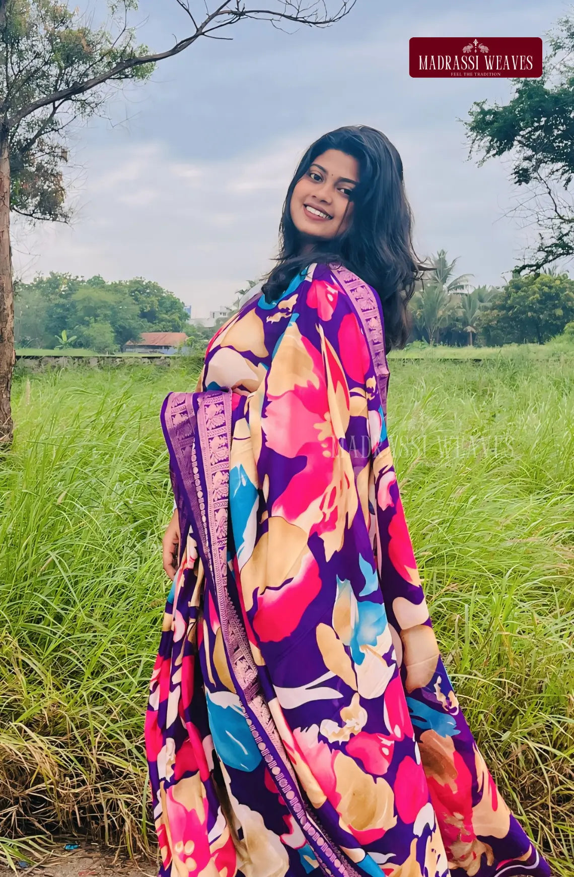 Premium  Gap Border Georgette Saree - Violet