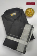 Kids Premium Silk Dhoti Set - Black