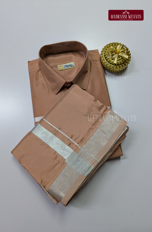 Premium Japan Silk Dhoti Set - Copper