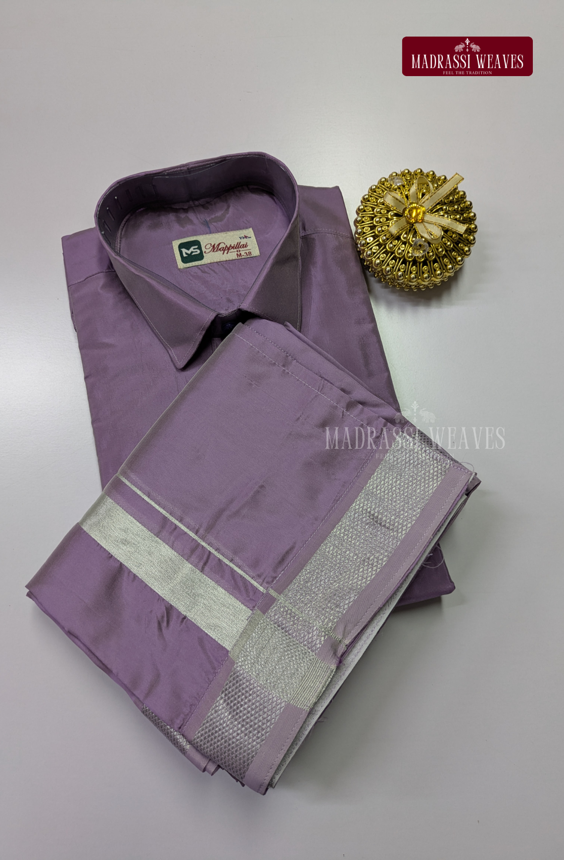 Premium Japan Silk Dhoti Set - Dark Lavender