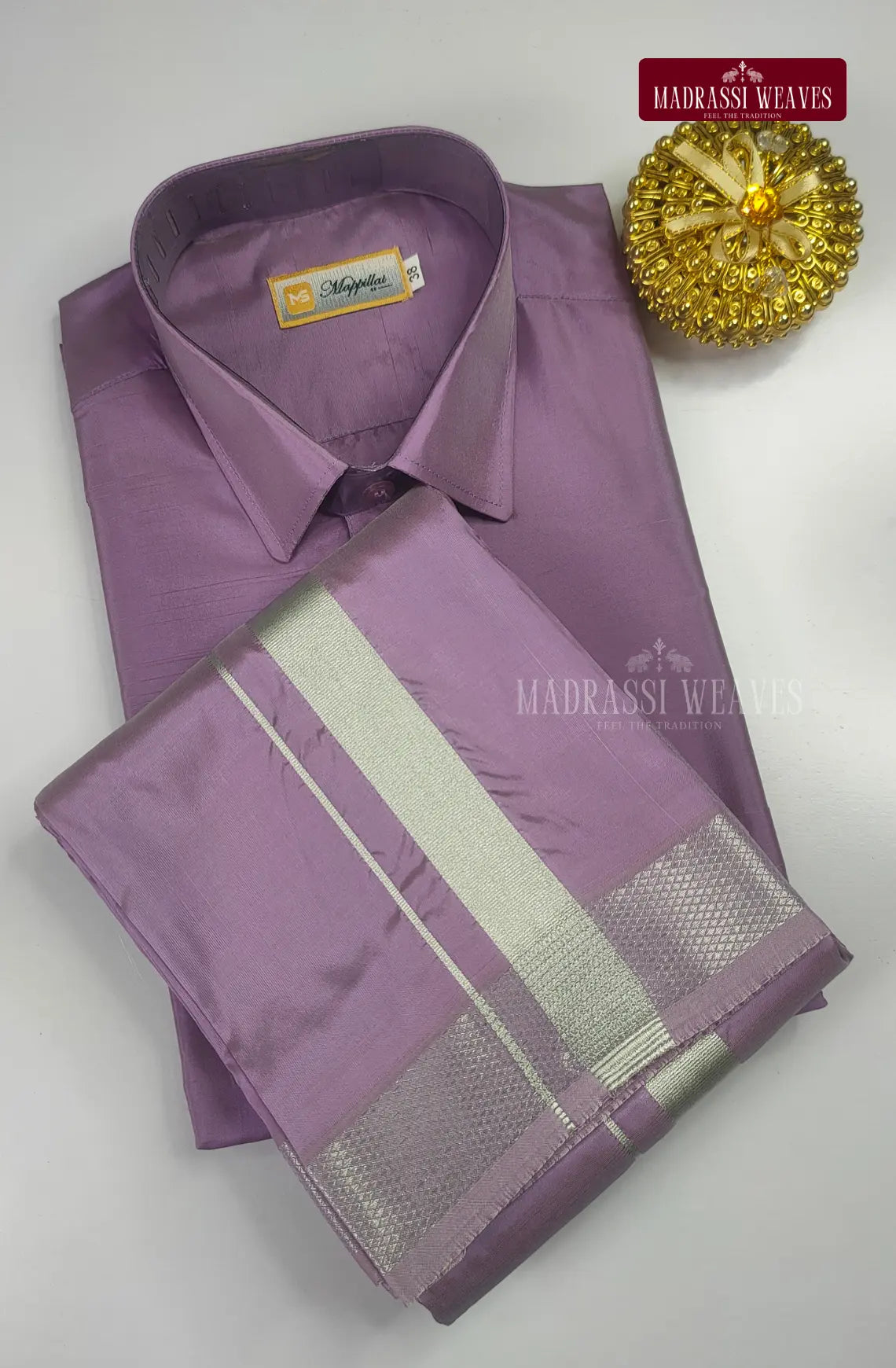 Kids Premium Silk Dhoti Set - Dark Lavender