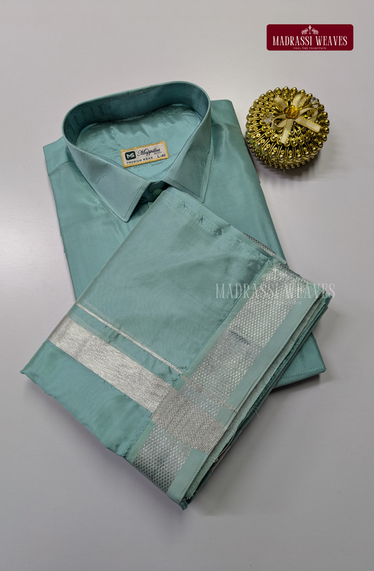 Premium Japan Silk Dhoti Set - Pastel Rama